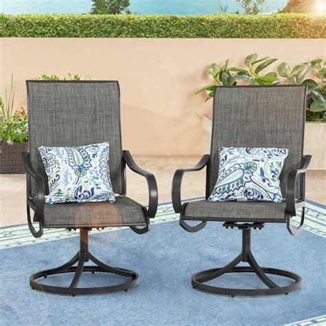 Mf Studio 2 Pieces Patio Metal Dining Swivel Chairs Bistro Backyard