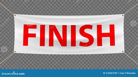 Red Finish Banner Template Isolated On A Transparent Background Stock