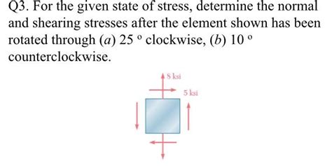 Solved Q For The Given State Of Stress Determine The Chegg