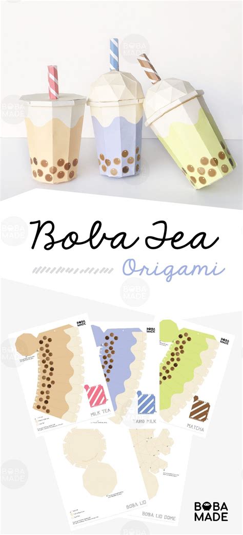 Boba Tea Origami Template Full Size Boba Made Tea Crafts Origami