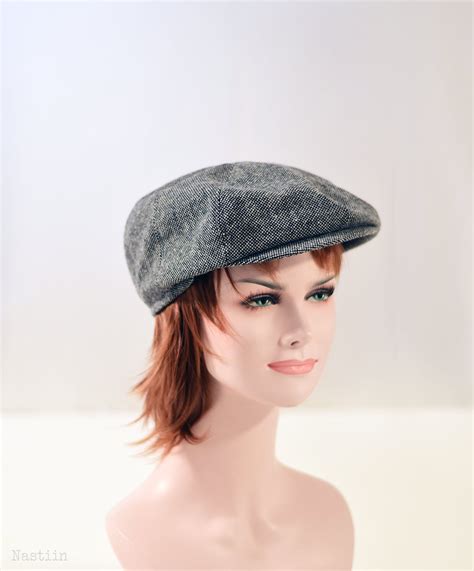 Gray Tweed Newsboy Hat Unisex Poor Boy Cap For Men And Women Etsy