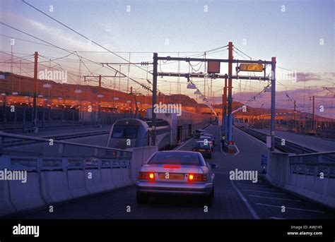 england france the channel tunnel car entering le shuttle Stock Photo ...