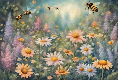 Garden Flowers And Honey Bees Free Stock Photo - Public Domain Pictures