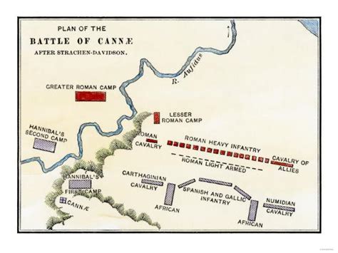 'Map of the Battle of Cannae, in Which Hannibal Defeated the Romans During the Second Punic War ...