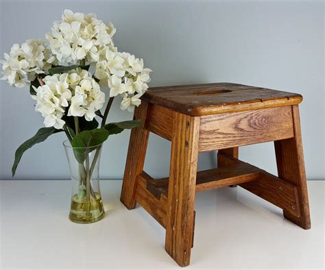 Antique Wooden Step Stool With Handle - Antique Poster