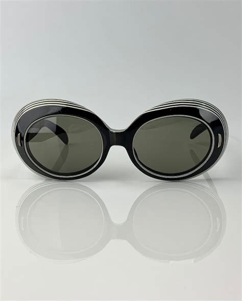 1960 S Large Mod Sunglasses Black And White Laminat Gem