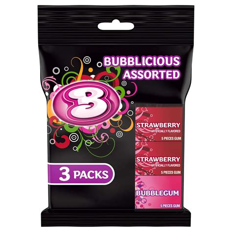 Bubblicious Strawberry And Bubblegum Gum Variety Pack 3 Packs Of 5 Pieces 15 Total