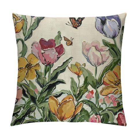 ARISTURING Spring Flowers Tulip Home Sweet Home Throw Pillow Covers