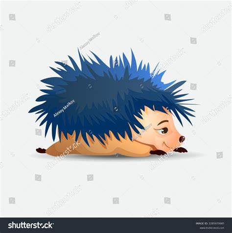 Cute Hedgehog Lying On His Stomach Stock Vector Royalty Free