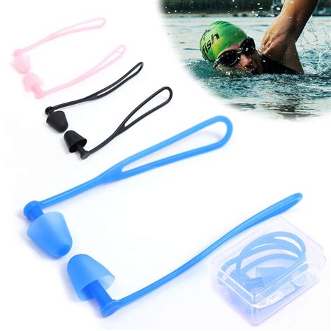 Swim Goggle Lanyard Silicone Earplugs With Cord Professional