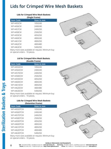 World Precision Instruments 2018 Sterilization Basketsandtrays Page 10 11