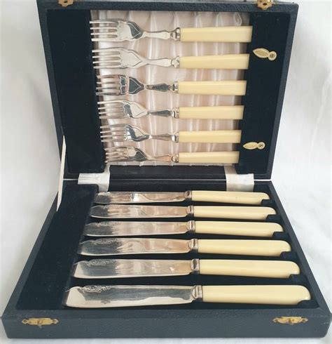 K B Sheffield Fish Cutlery For 6 Set 12 Edwardian Catawiki