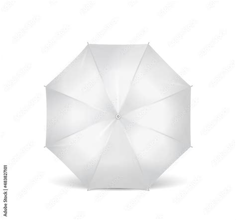 Realistic White Umbrella Mockup Isolated On White Background Open Parasol Template Stock Vector