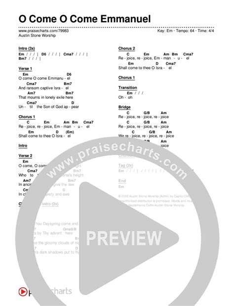 O Come O Come Emmanuel Chords PDF (Austin Stone Worship) - PraiseCharts