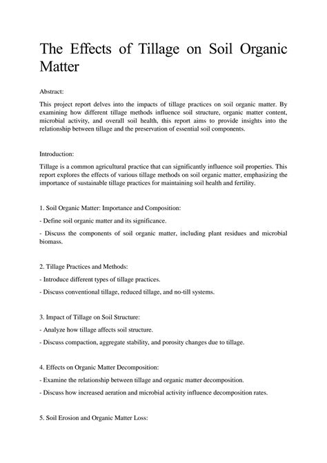 SOLUTION The Effects Of Tillage On Soil Organic Matter Studypool