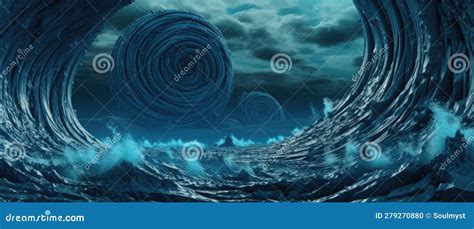 Surreal Whirlpool Of Icy Cold Blue Ocean Tsunami Swirl Of Destructive