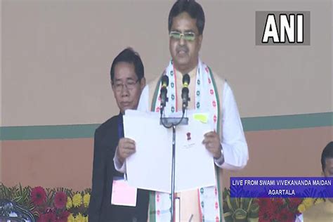 Manik Saha Takes Oath As Tripura Cm For Second Consecutive Time