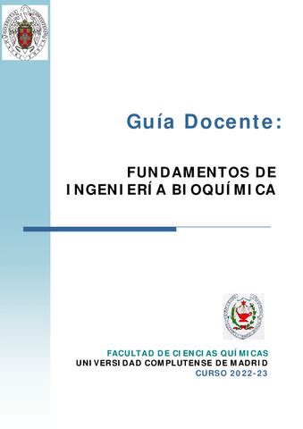 Guia Docente Fundamentos De Ingenieria Bioquimica Pdf