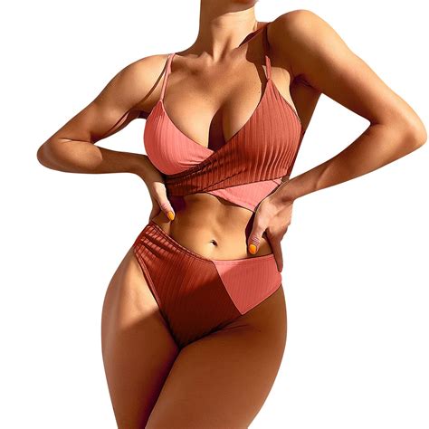 Qcmgmg Womens Bikini Two Piece Wrap Summer Swimsuit String