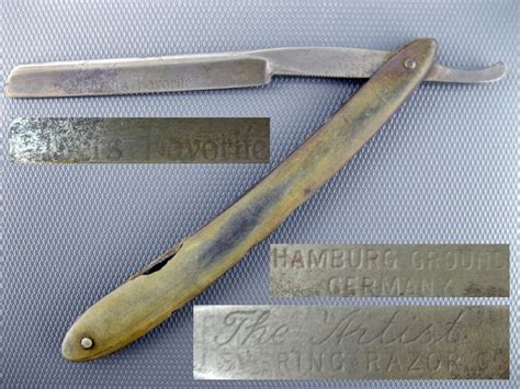 Antique Straight Razor The Artist Levering Razor Co Hamburg Ground