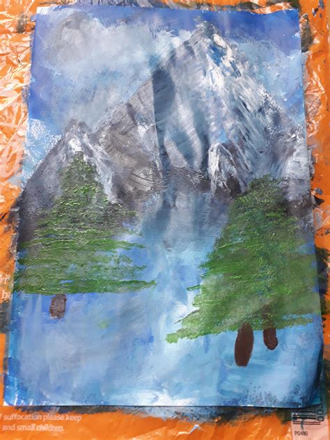 First Time Trying A Bob Ross Tutorial Didnt Have Oil Paints So I Used Acrylics How Do U Think It