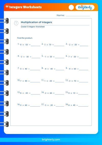 Free Printable Integers Worksheets Positive And Negative Integers