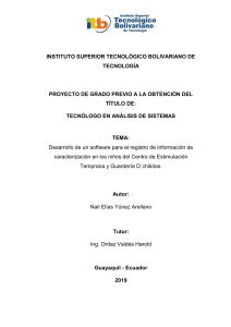 INSTITUTO SUPERIOR TECNOLÓGICO BOLIVARIANO DE TECNOLOGÍA PROYECTO DE