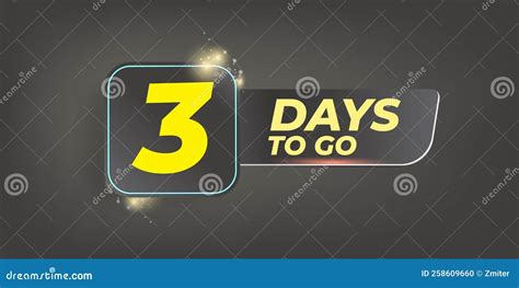 Three Days To Go Countdown Grey Horizontal Banner Design Template 3