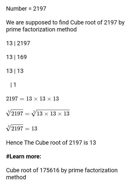 Find The Cube Root Of 2197 By Prime Factors Method