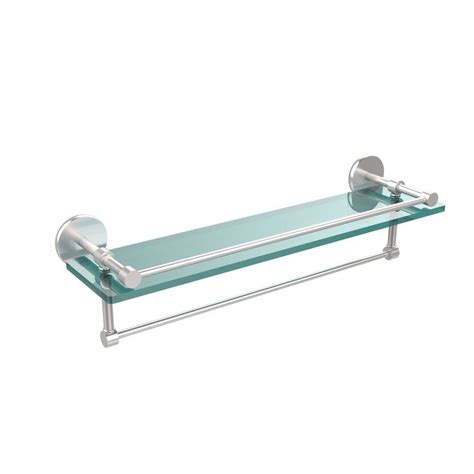 Allied Brass Inch Gallery Glass Shelf With Towel Bar Satin Chrome