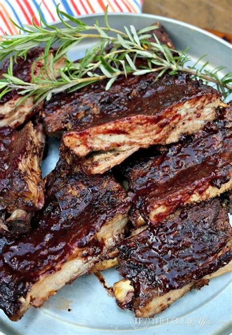 Easy Oven Baked Ribs With Blueberry Bourbon Sauce