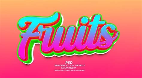 Frutas D Efecto De Texto Editable Psd Estilo Photoshop Archivo Psd