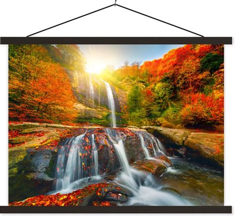 Posterhanger Incl Poster Schoolplaat Waterval Natuur Herfst