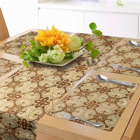 Amazon Ambesonne Earth Tones Table Runner Placemats Fleur De