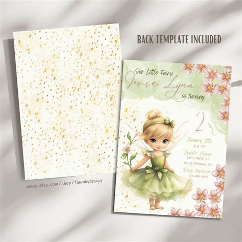 Editable Tinkerbell Fairy Birthday Invitation Printable Tinker Bell