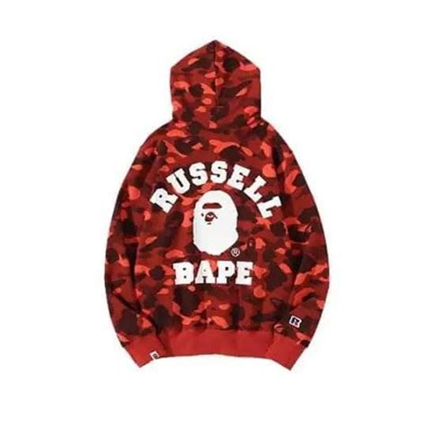 Bape X Russell Shark Red Hoodie Bape Hoodie