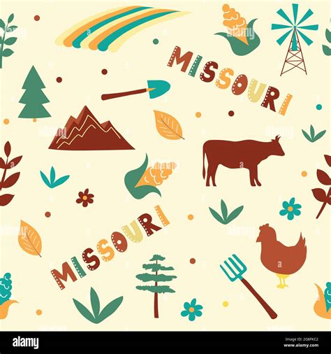 USA Collection Vector Illustration Of Missouri Theme State Symbols