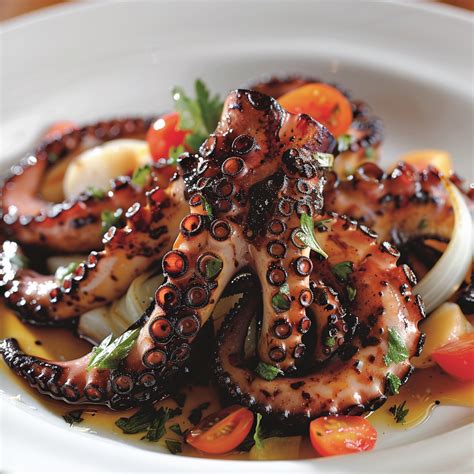 mediterranean octopus  crisp vegetables  ouzo glaze recipe