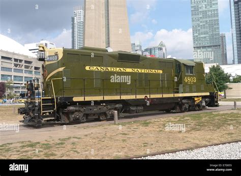 Canadian National locomotive on display outside Toronto Railroad Museum ...