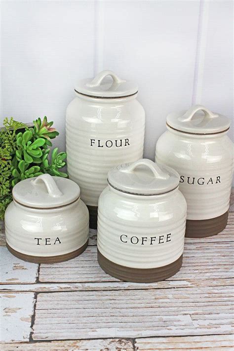 Four Piece Farmhouse Canister Set Rustic Canister Set Kitchen