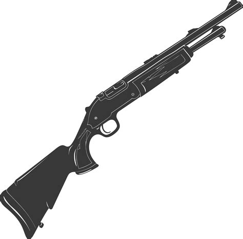 Silhouette Shotgun Gun Military Weapon Black Color Only Vector