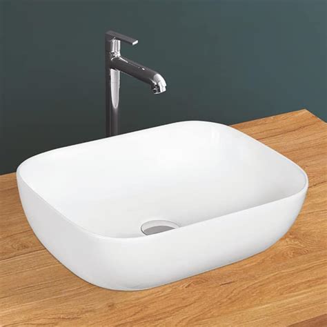 Kemjo Ceramic White Table Top Wash Basin For Bathroom 17 71 X 12 79 X