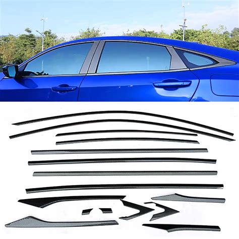 1 Set Full Carbon Fiber Design Windows Stainless Steel Molding Trim