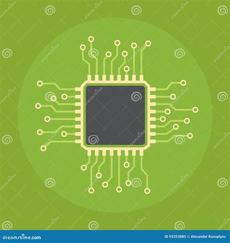 Computer chip vector icon stock vector. Illustration of isolated - 93353885