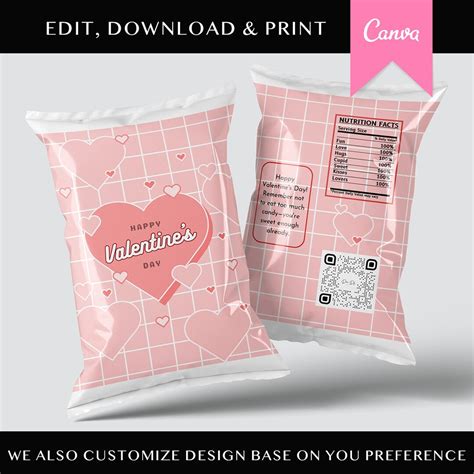 Valentine S Day Editable Chip Bag Gift Valentine Bag Of Chips School