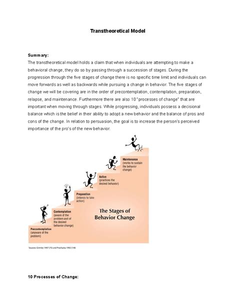 Transtheoretical Model Presentation Transtheoretical Model Summary