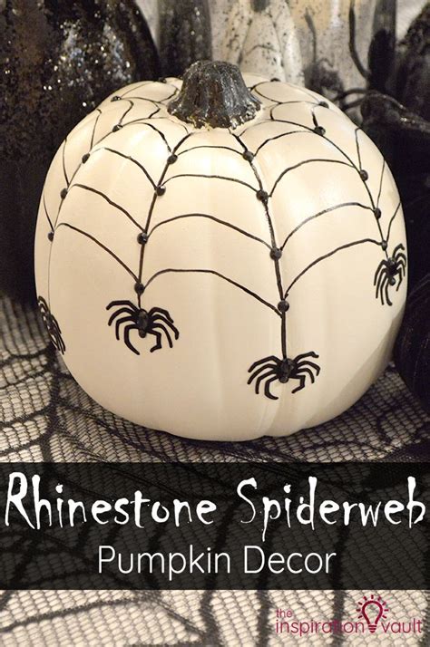 Rhinestone Spiderweb Pumpkin Decor Halloween Craft Tutorial Halloween