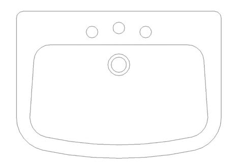 a drawing of a sink with three holes