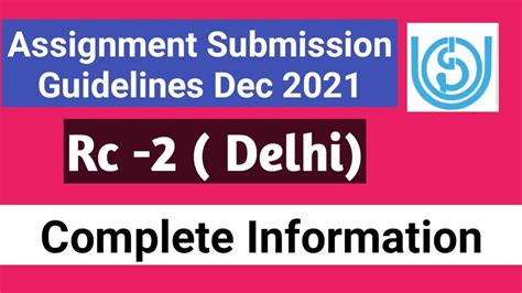 Ignou Rc Delhi Assignment Submission Guidelines Dec Ameeninfo