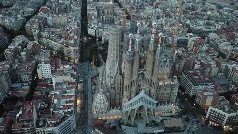 Aerial night view of Sagrada Familia FHD Stock Footage Video | World ...